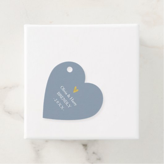 Elegant Gold Heart Wedding Favor Gift Labels (In situ)
