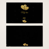 Elegant Gold Hearts Black Minimalist Profile Card (Devant & derrière)