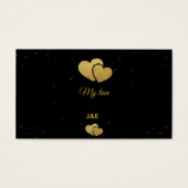 Elegant Gold Hearts Black Minimalist Profile Card (Devant)