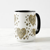 Elegant Gold Hearts & Floral Mug – Romantic Gift (Devant droit)