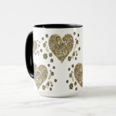 Elegant Gold Hearts & Floral Mug – Romantic Gift (Devant gauche)