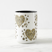 Elegant Gold Hearts & Floral Mug – Romantic Gift Mok (Midden)