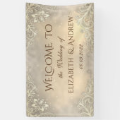 Elegant Gold Hearts Lace Wedding Spandoek (Verticaal)