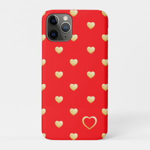 Elegant Gold Hearts over Crimson Red iPhone 11 Pro Hoesje
