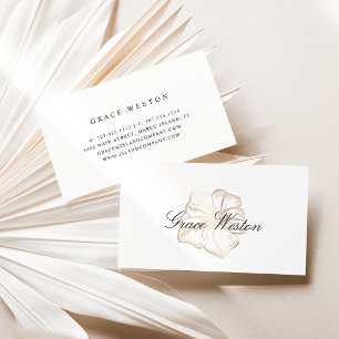 Elegant Gold Hibiscus Flower Script Visitekaartje
