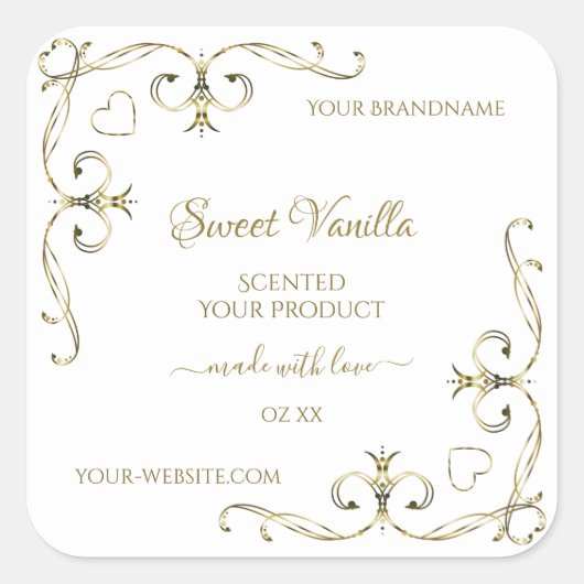 Elegant Gold hoeken op wit etiket (Voorkant)