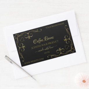 Elegant Gold  hoeken op zwart productlabel Rechthoekige Sticker