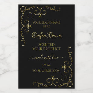 Elegant Gold hoeken op zwart productlabel Voedselcontainer Etiket