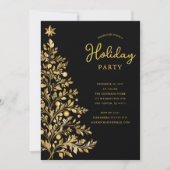 Elégant Gold Holiday Party Invitation (Devant)