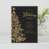 Elégant Gold Holiday Party Invitation (Debout devant)
