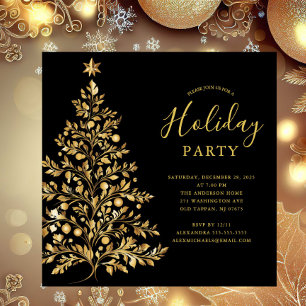 Elégant Gold Holiday Party Invitation