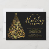 Elégant Gold Holiday Party Invitation (Devant)