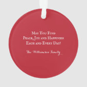 Elegant Gold Holiday Red Peace Ornament (achterkant)