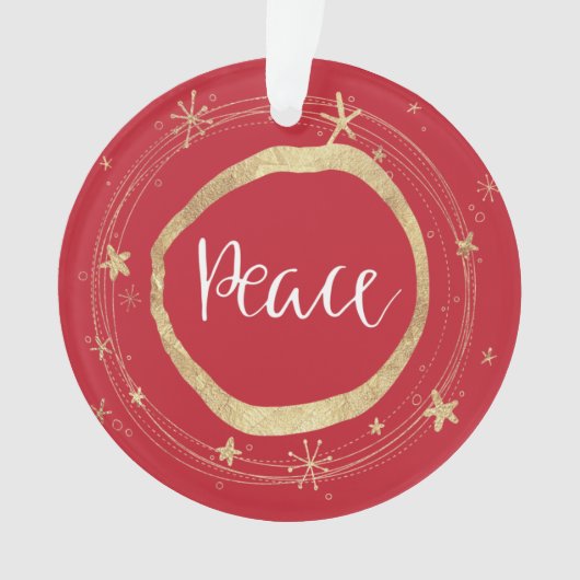 Elegant Gold Holiday Red Peace Ornament (voorkant)