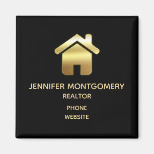 Elegant Gold House Symbol Real Estate Business Magneet
