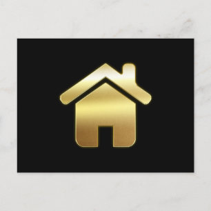 Elegant Gold House Symbol Real Estate Design Briefkaart