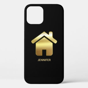 Elegant Gold House Symbol Real Estate Design iPhone 12 Hoesje