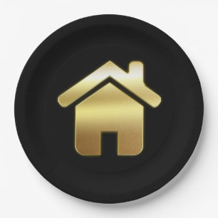 Elegant Gold House Symbol Real Estate Design Papieren Bordje
