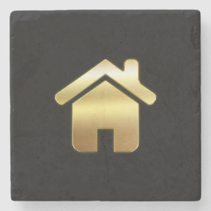 Elegant Gold House Symbol Real Estate Design Stenen Onderzetter