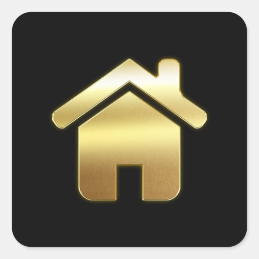 Elegant Gold House Symbol Real Estate Design Vierkante Sticker (Voorkant)