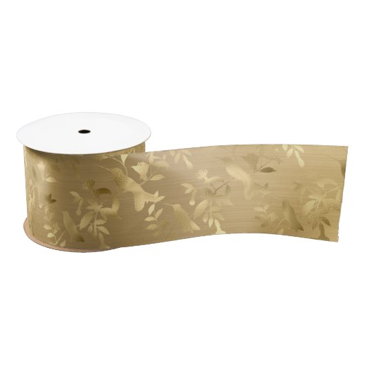 Elegant Gold Hummingbird Satin Ribbon Lint (Spoel)