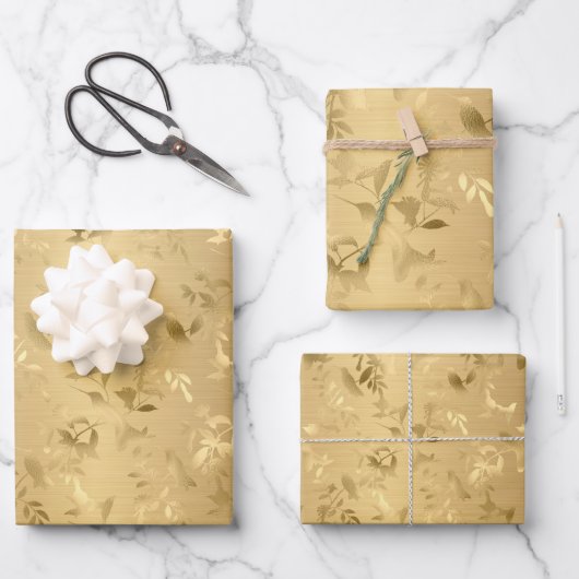 Elegant Gold Hummingbird Wrapping Paper Sheets (Voorkant)