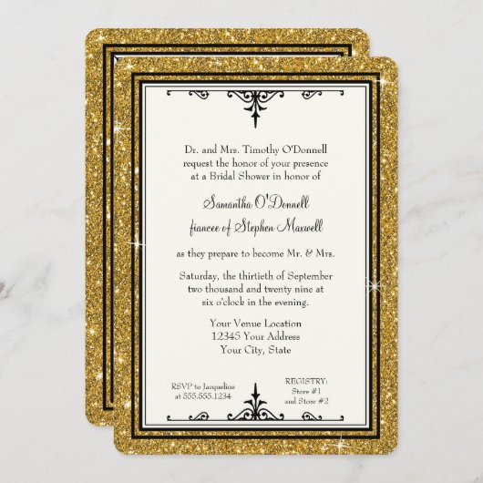 Elegant Gold in Black Script Vrijgezellenfeest Kaart (Voorkant / Achterkant)