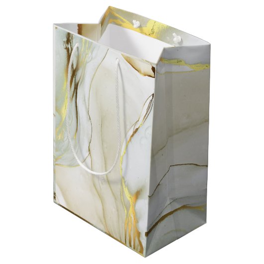 Elegant Gold Ink Abstract Patroon Medium Cadeauzakje (Achterkant Gekanteld)