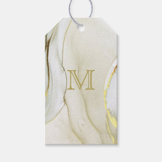 Elegant Gold Ink Abstract Patroonmonogram Cadeaulabel (Voorkant)