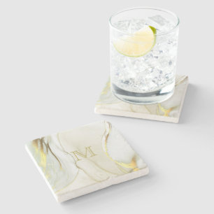 Elegant Gold Ink Abstract Patroonmonogram Stenen Onderzetter