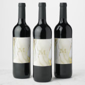 Elegant Gold Ink Abstract Patroonmonogram Wijn Etiket (Flessen)