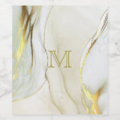 Elegant Gold Ink Abstract Patroonmonogram Wijn Etiket (Enkel label)