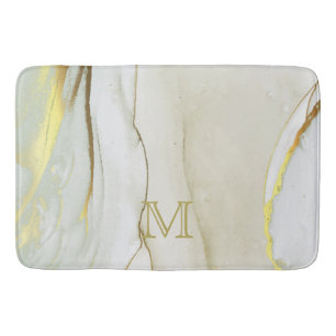 Elegant Gold Ink Abstract Pattern Monogram Bath Badmat