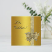 Elegant Gold Invitation met Bow Kaart (Staand voorkant)