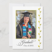 Elégant Gold Ivy Graduation Faire-part (Devant)