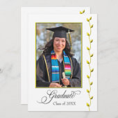 Elégant Gold Ivy Graduation Faire-part (Devant / Derrière)