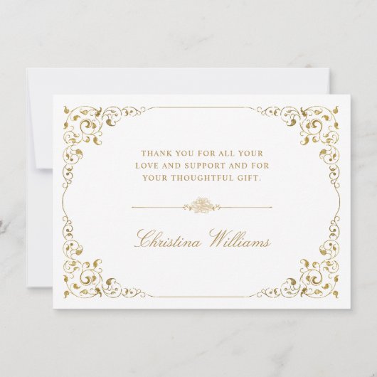 Elegant Gold Ivy Script White Afstuderen Bedankkaart (Achterkant)