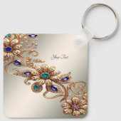 Elegant Gold Jewel Flowers Keychain (Achterkant)