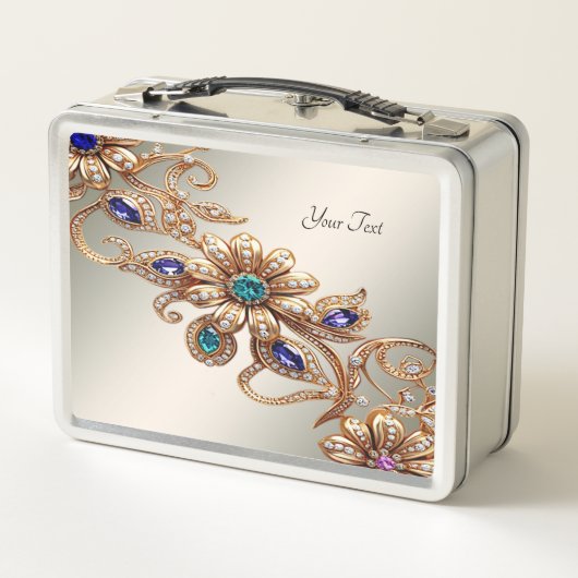 Elegant Gold Jewel Flowers Lunchbox (Dos)