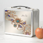 Elegant Gold Jewel Flowers Lunchbox (En situation)