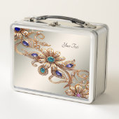 Elegant Gold Jewel Flowers Lunchbox (Devant)