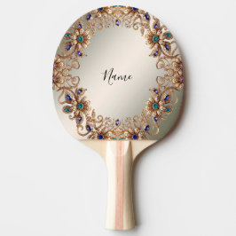 Elegant Gold Jewel Flowers Ping Pong Paddle Tafeltennisbatje