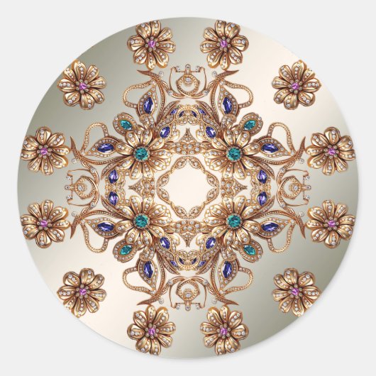 Elegant Gold Jewel Flowers Sticker (Devant)