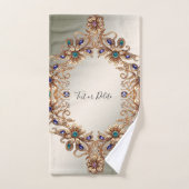 Elegant Gold Jewel Flowers Towel Set (Serviette à main)