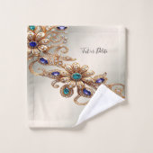 Elegant Gold Jewel Flowers Towel Set (Gant de toilette)