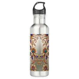 Elegant Gold Jewel Flowers Water Bottle Waterfles