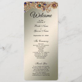 Elegant Gold Jewel Flowers Wedding Program Programma