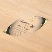 Elegant Gold Justice Scale Border Grey Afstuderen Acryl Uitnodigingen (Laagn)
