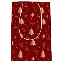 Elegant Gold-kerstbomen en cellen op rood