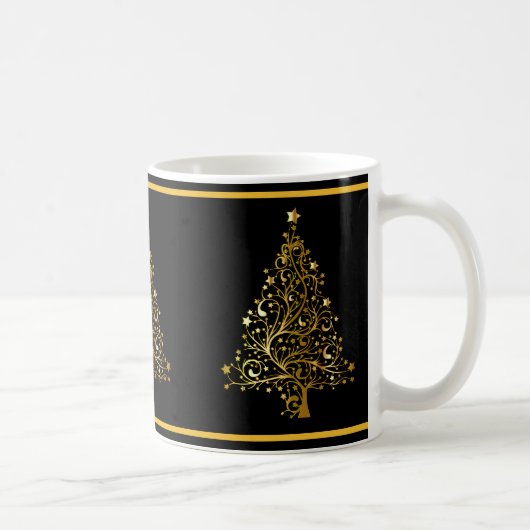 Elegant Gold-kerstbomen Koffiemok (Rechts)